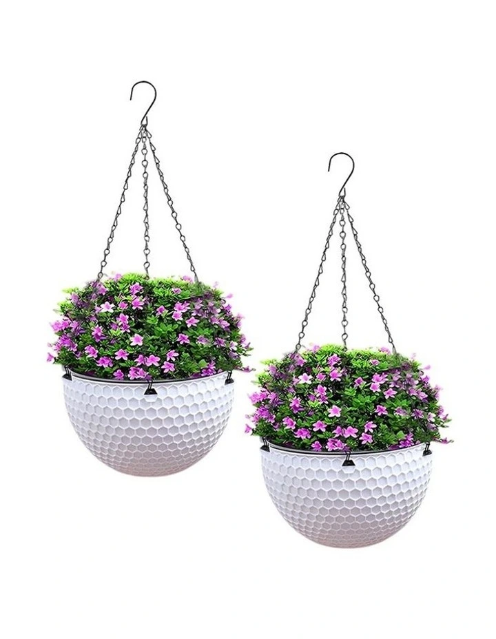 SOGA 11cm Self-Watering Hanging Planter White 2 Pack image 1