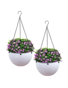 SOGA 12cm Self-Watering Hanging Planter White 2 Pack