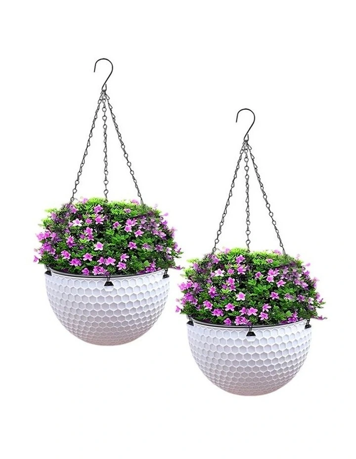 SOGA 12cm Self-Watering Hanging Planter White 2 Pack image 1