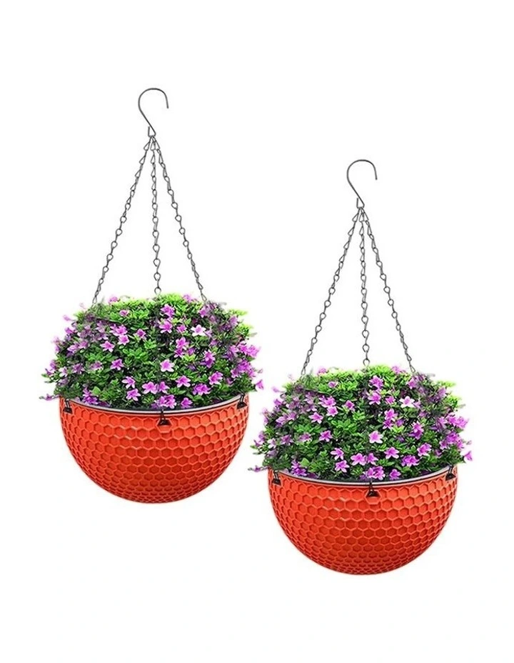 SOGA 11cm Self-Watering Hanging Planter Red 2 Pack image 1