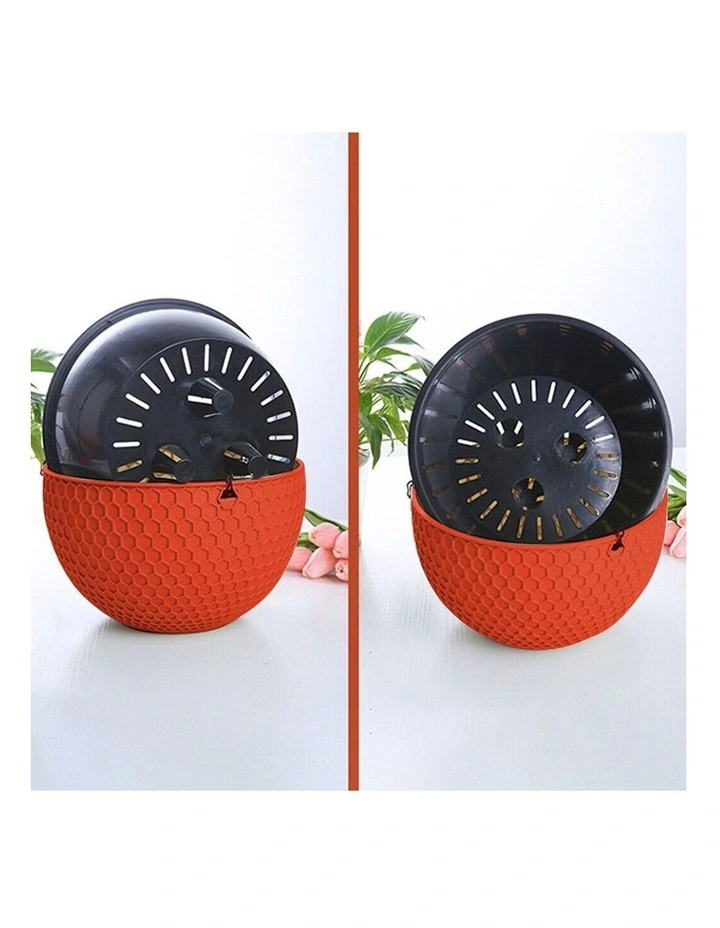 SOGA 11cm Self-Watering Hanging Planter Red 2 Pack image 3