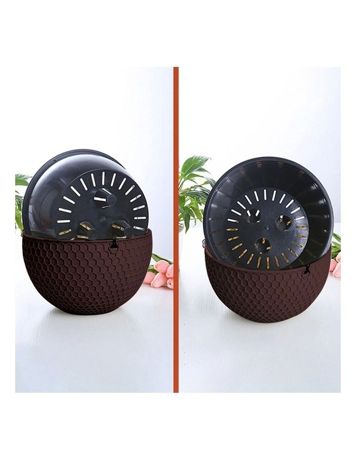 SOGA 12cm Self-Watering Hanging Planter Coffee 2 Pack image 3