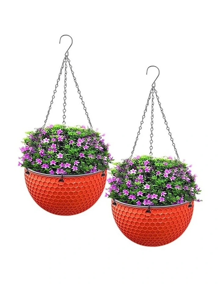 SOGA 12cm Self-Watering Hanging Planter Red 2 Pack image 1