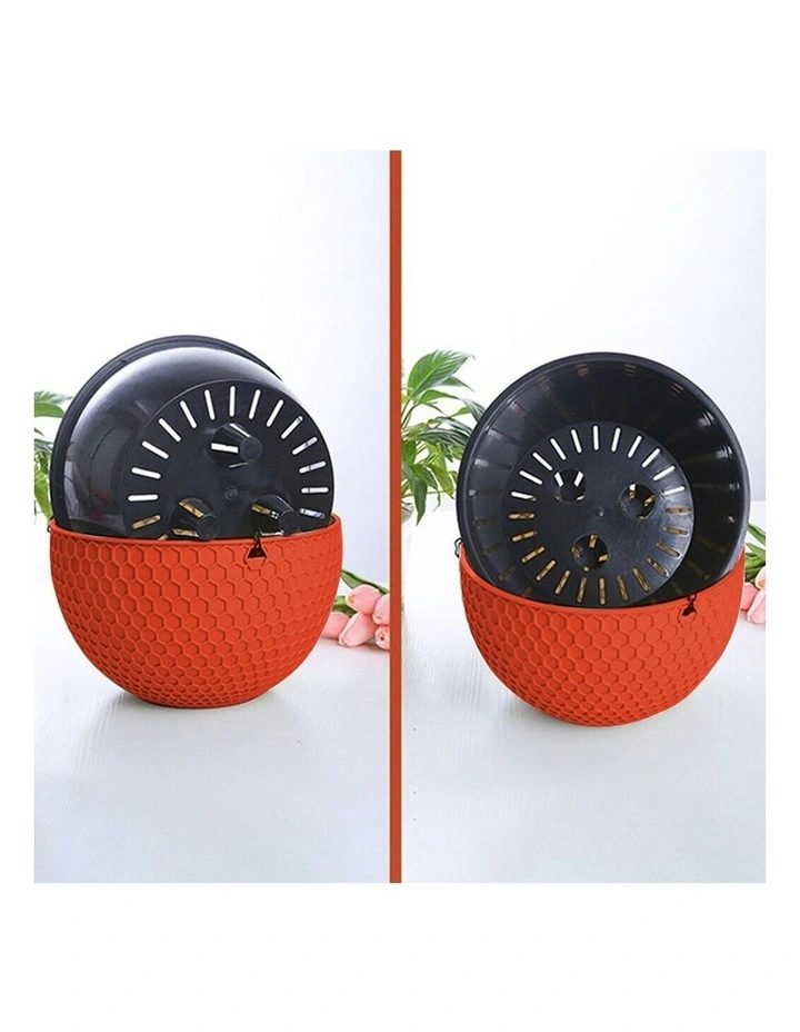 SOGA 12cm Self-Watering Hanging Planter Red 2 Pack image 3