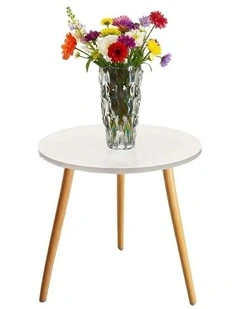 SOGA Home & Living Bundle  White Side Coffee Table & Clear Glass Vase for Modern Home Decor