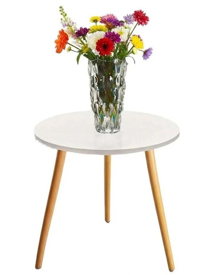 SOGA Home & Living Bundle White Side Coffee Table & Clear Glass Vase for Modern Home Decor image 1