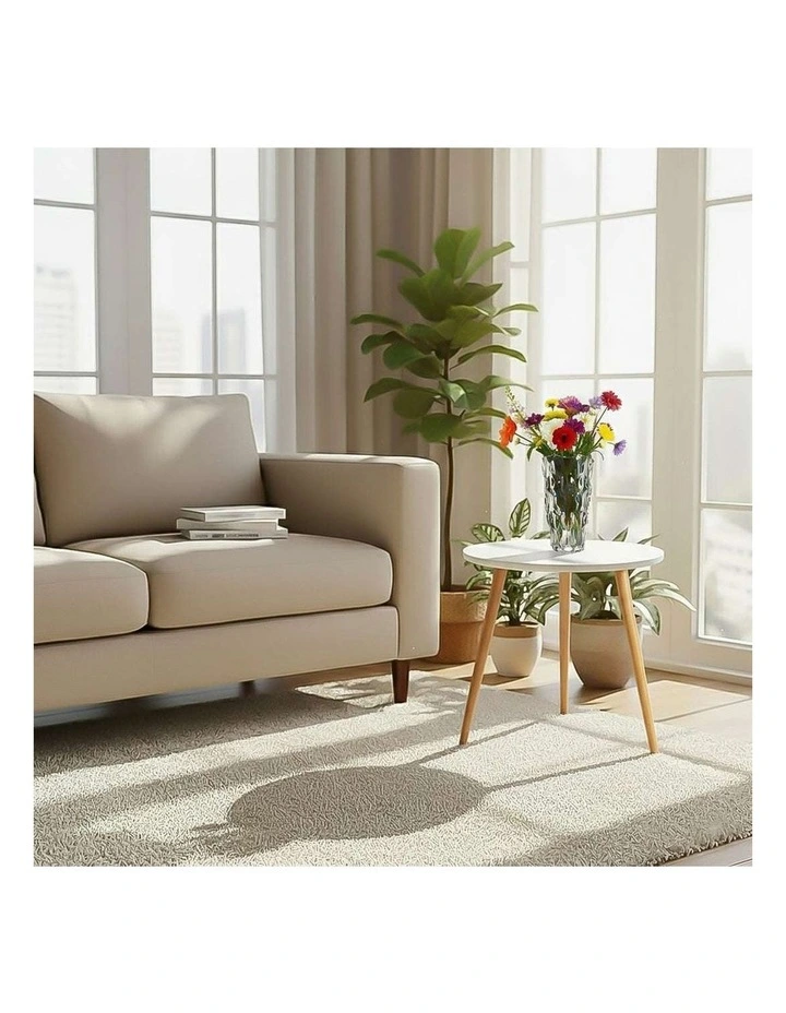 SOGA Home & Living Bundle White Side Coffee Table & Clear Glass Vase for Modern Home Decor image 2