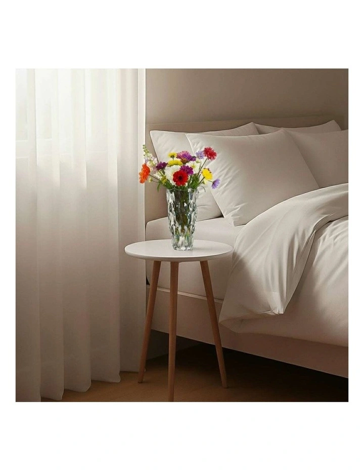SOGA Home & Living Bundle White Side Coffee Table & Clear Glass Vase for Modern Home Decor image 3
