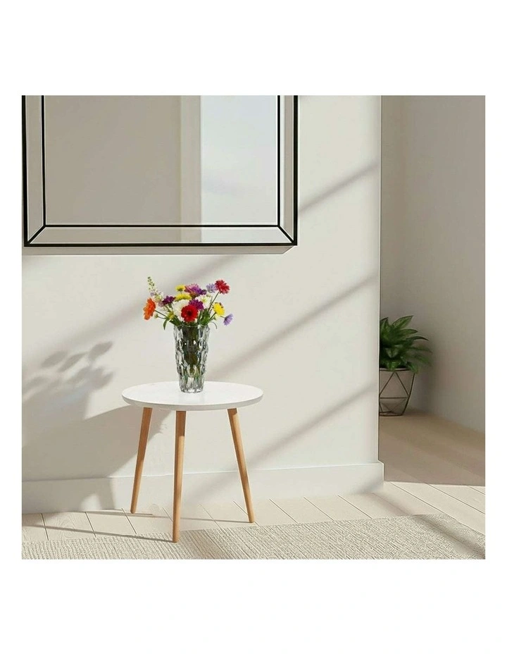 SOGA Home & Living Bundle White Side Coffee Table & Clear Glass Vase for Modern Home Decor image 4