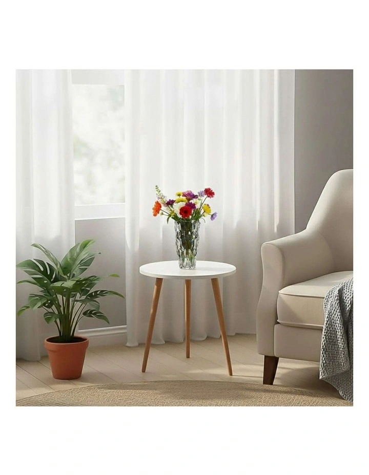 SOGA Home & Living Bundle White Side Coffee Table & Clear Glass Vase for Modern Home Decor image 5