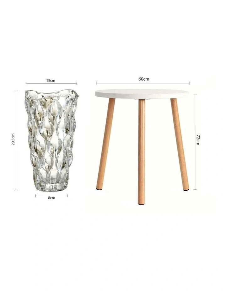 SOGA Home & Living Bundle White Side Coffee Table & Clear Glass Vase for Modern Home Decor image 6