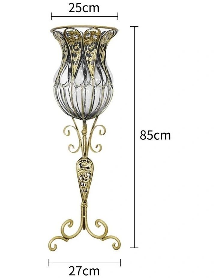 SOGA 85cm Clear Glass Floor Vase with 12 White Artificial Flowers image 2
