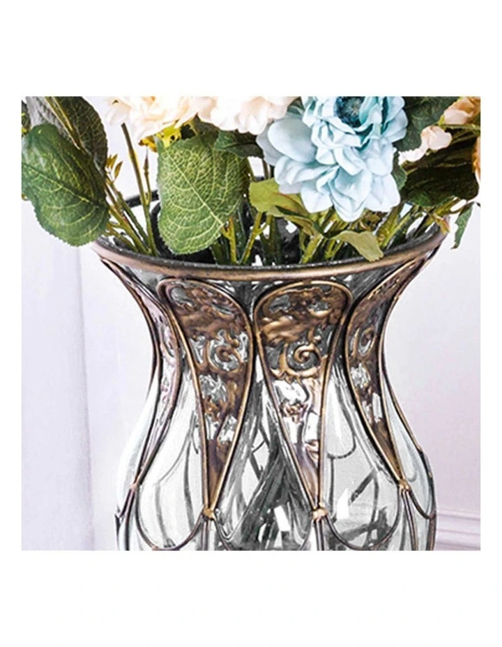 SOGA 85cm Clear Glass Floor Vase with 12 White Artificial Flowers image 4