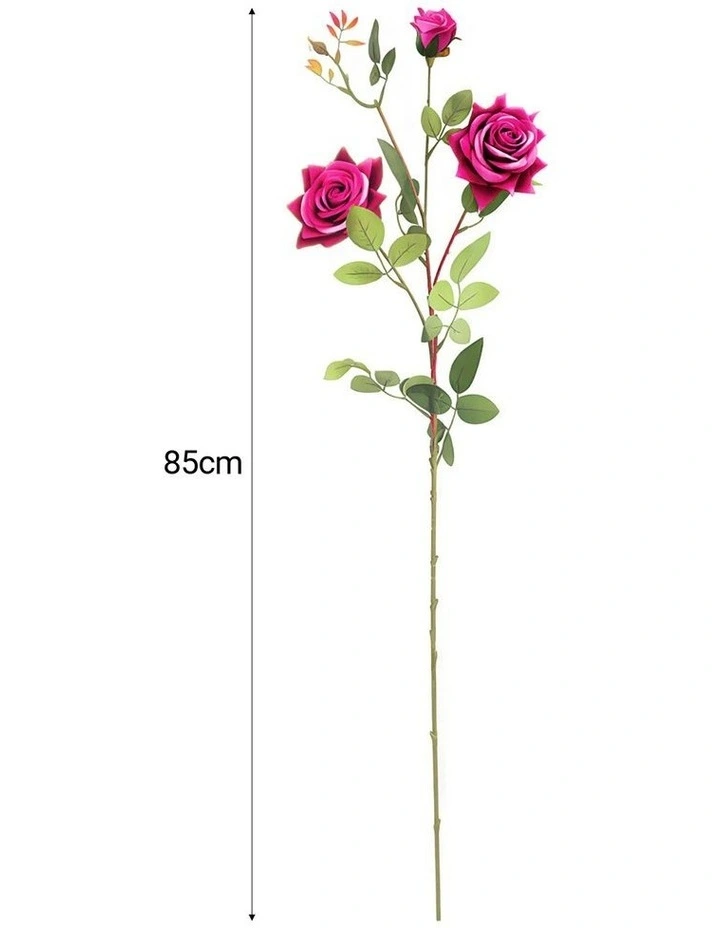 SOGA 67cm Green Glass Tall Floor Vase and 12pcs Dark Pink Artificial Fake Flower Set image 7