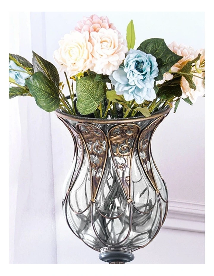 SOGA 85cm Clear Glass Tall Floor Vase with 12pcs Pink Artificial Fake Flower Set image 4