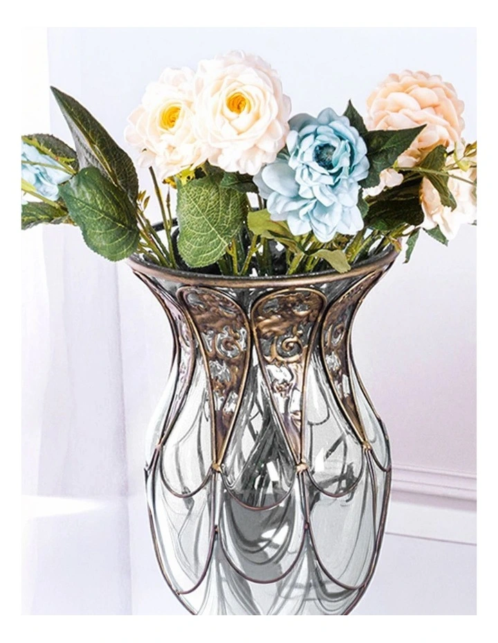 SOGA 85cm Clear Glass Tall Floor Vase with 12pcs Artificial Fake Flower Set image 4