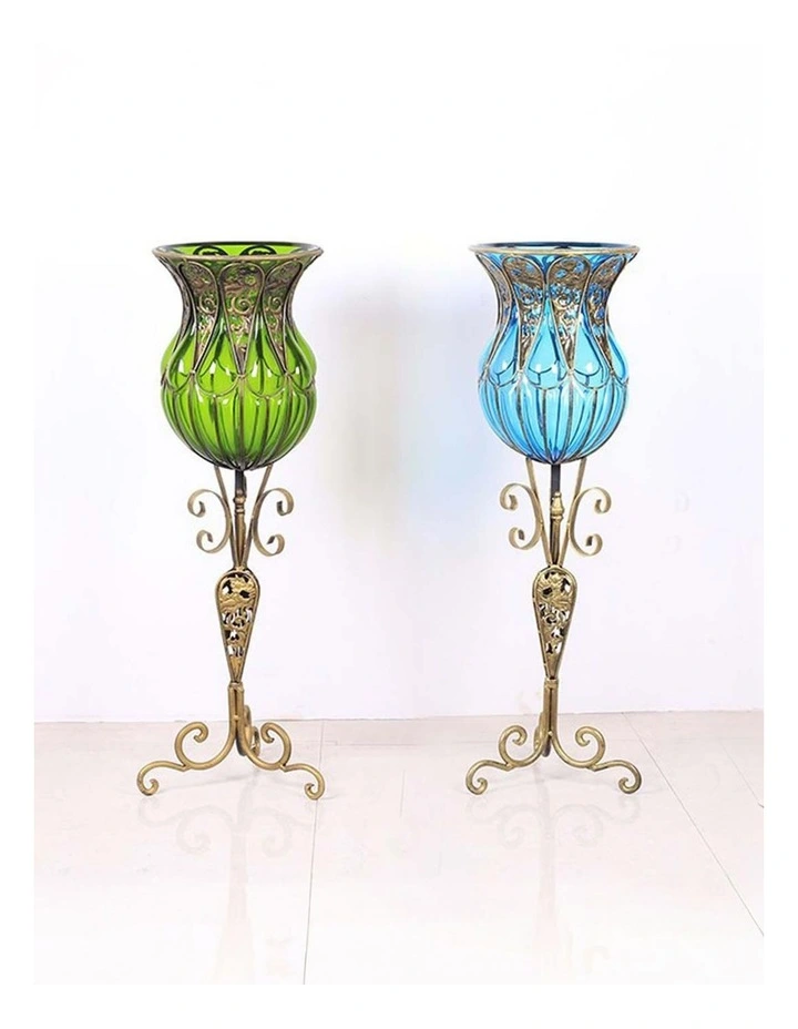 SOGA 85cm Green Glass Tall Floor Vase and 12pcs White Artificial Fake Flower Set image 7