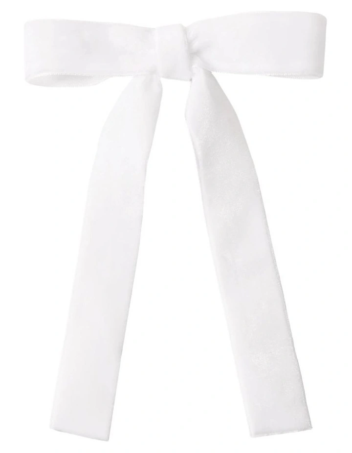 Sherwood Christmas Velvet Ribbon Bow Ornaments (12 Pack) in White image 3