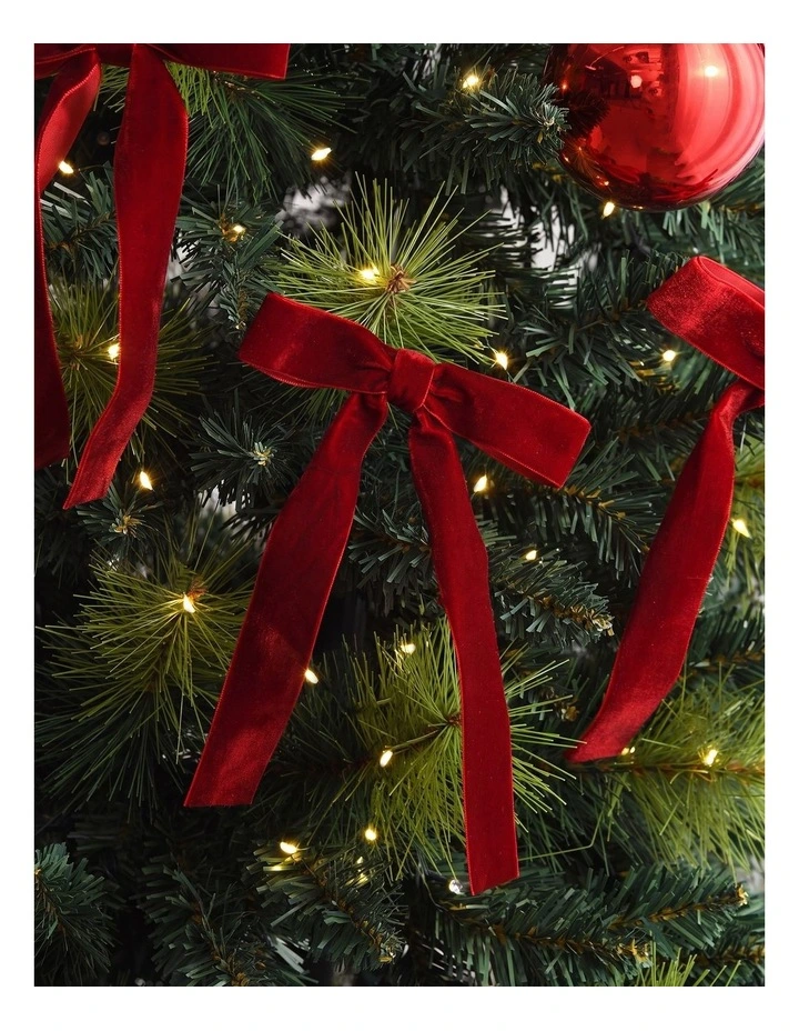 Sherwood Christmas Velvet Ribbon Bow Ornaments (12 Pack) in Red image 2