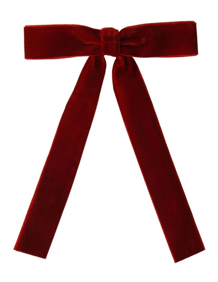 Sherwood Christmas Velvet Ribbon Bow Ornaments (12 Pack) in Red image 3