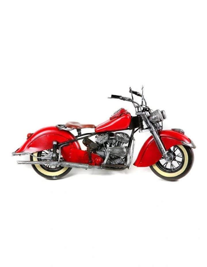 Boyle 1948 Chief Motorcycle 41cm Tin Ornament Metal Vintage Home/Room Decor Red image 3
