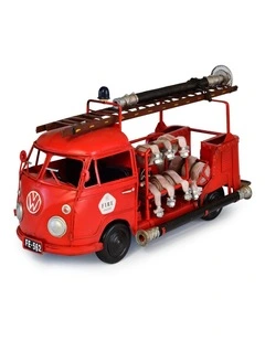 Boyle 34cm Volkswagen 1956 Red Type 1 Fire Truck Ornament Red Vintage Home Decor
