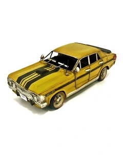 Boyle 30cm Vintage Ford XY GT Car Metal Ornament Standing Home Decor Yellow/BLK