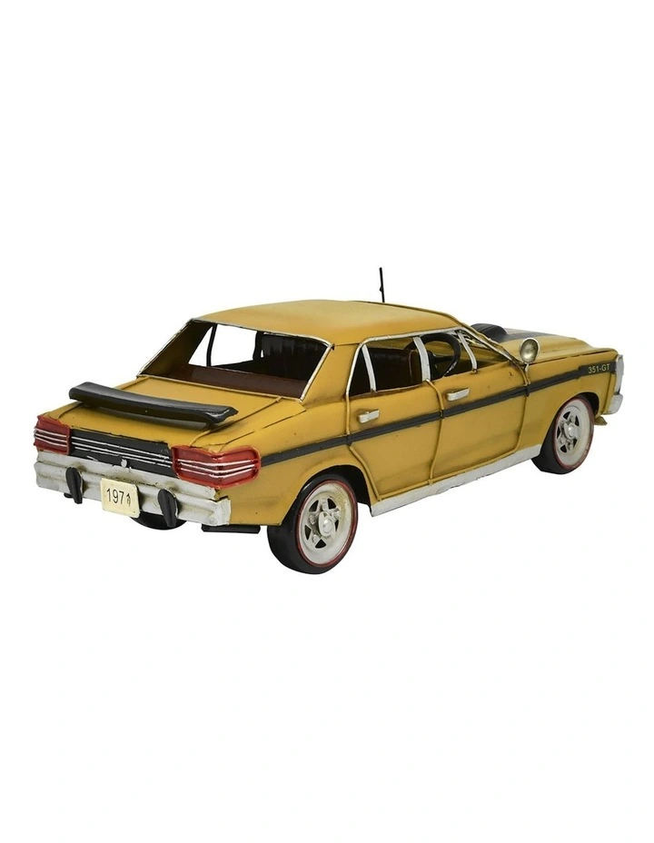 Boyle 30cm Vintage Ford XY GT Car Metal Ornament Standing Home Decor Yellow/BLK image 4