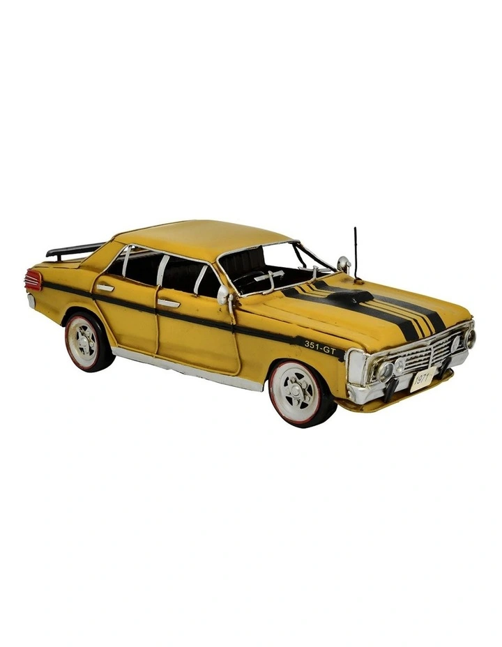 Boyle 30cm Vintage Ford XY GT Car Metal Ornament Standing Home Decor Yellow/BLK image 5