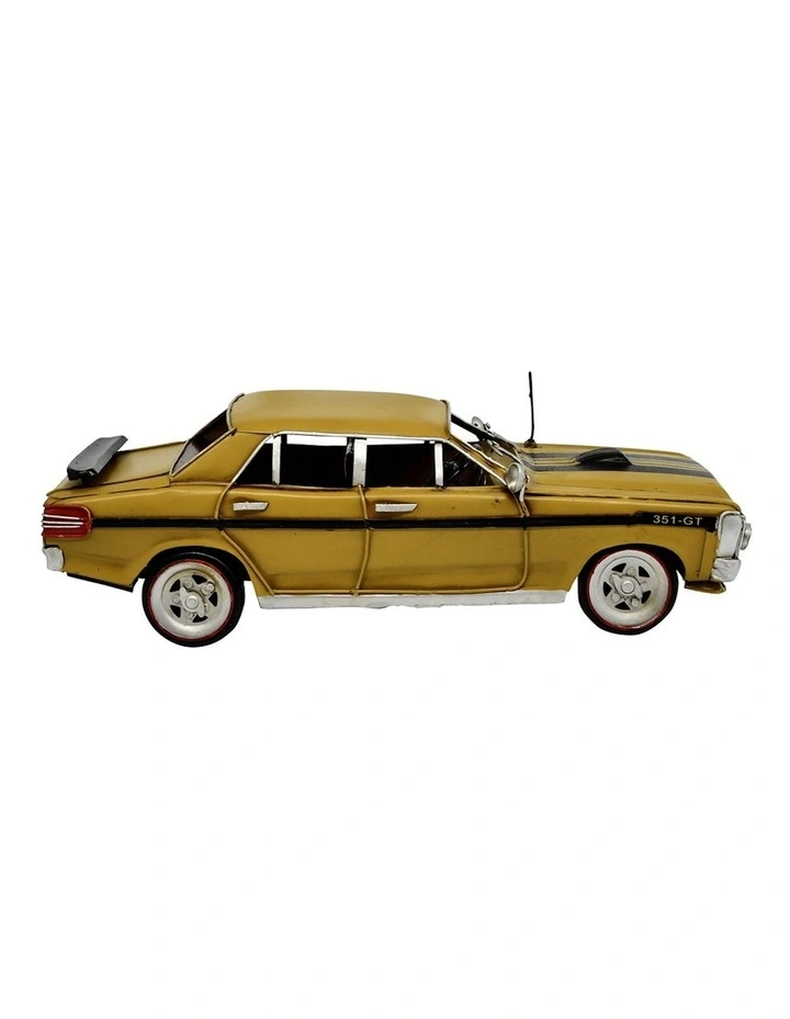 Boyle 30cm Vintage Ford XY GT Car Metal Ornament Standing Home Decor Yellow/BLK image 6