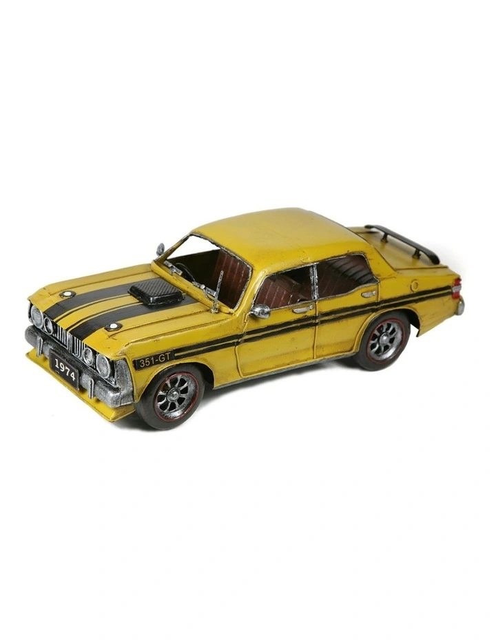 Boyle 30cm Vintage Ford XY GT Car Metal Ornament Standing Home Decor Yellow/BLK image 7