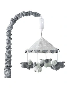 The Peanutshell Little Peanut Grey Elephant Musical Mobile Baby Nursery Decor