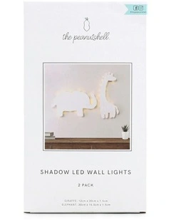 2pc The Peanutshell 30cm Shadow Wall Light Hanging Decor Safari Animals White