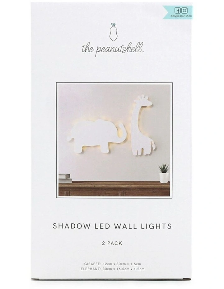 2pc The Peanutshell 30cm Shadow Wall Light Hanging Decor Safari Animals White image 1