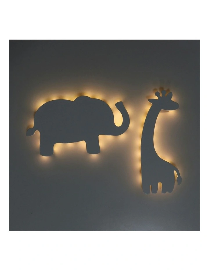 2pc The Peanutshell 30cm Shadow Wall Light Hanging Decor Safari Animals White image 3