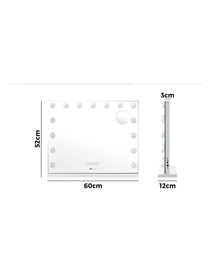 Oikiture Bluetooth Hollywood Makeup Mirror LED Light 60x52cm Vanity Mirrors image 3