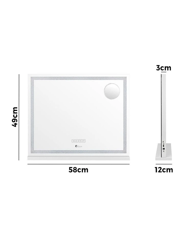 Oikiture Bluetooth Hollywood LED Makeup Mirror 58x49cm Crystal Vanity Mirrors image 3