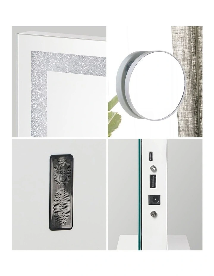 Oikiture Bluetooth Hollywood LED Makeup Mirror 58x49cm Crystal Vanity Mirrors image 7