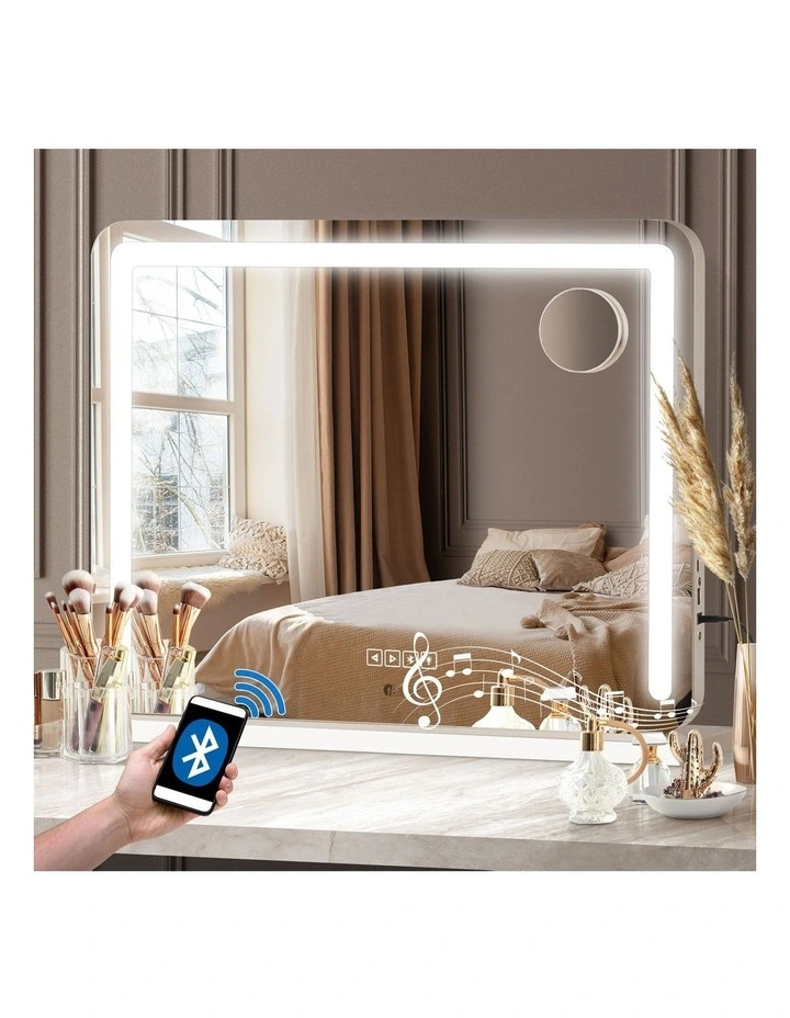Oikiture Bluetooth Hollywood LED Makeup Mirror 80x62cm Vanity Wall Mirrors image 4