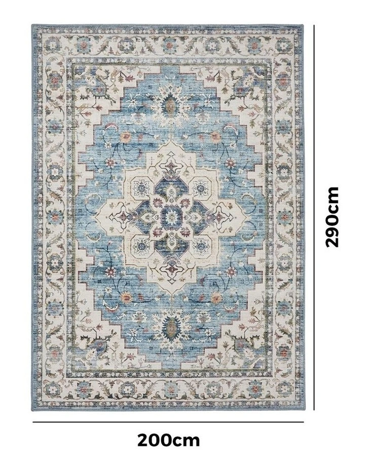 Oikiture Distressed Blue Persian Rug 200X290cm image 3