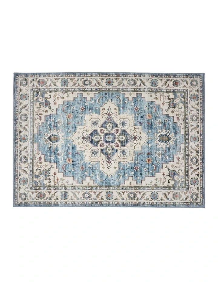 Oikiture Distressed Blue Persian Rug 200X290cm image 5
