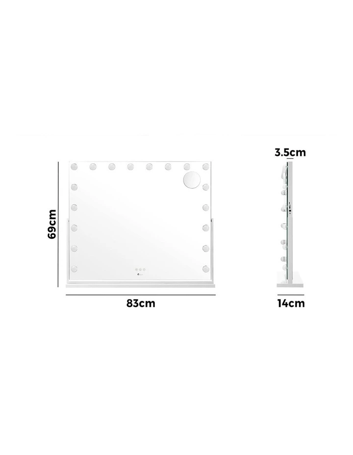 Oikiture LED Hollywood Makeup Mirror Rotatable Mirrors 83x69cm Bluetooth image 3