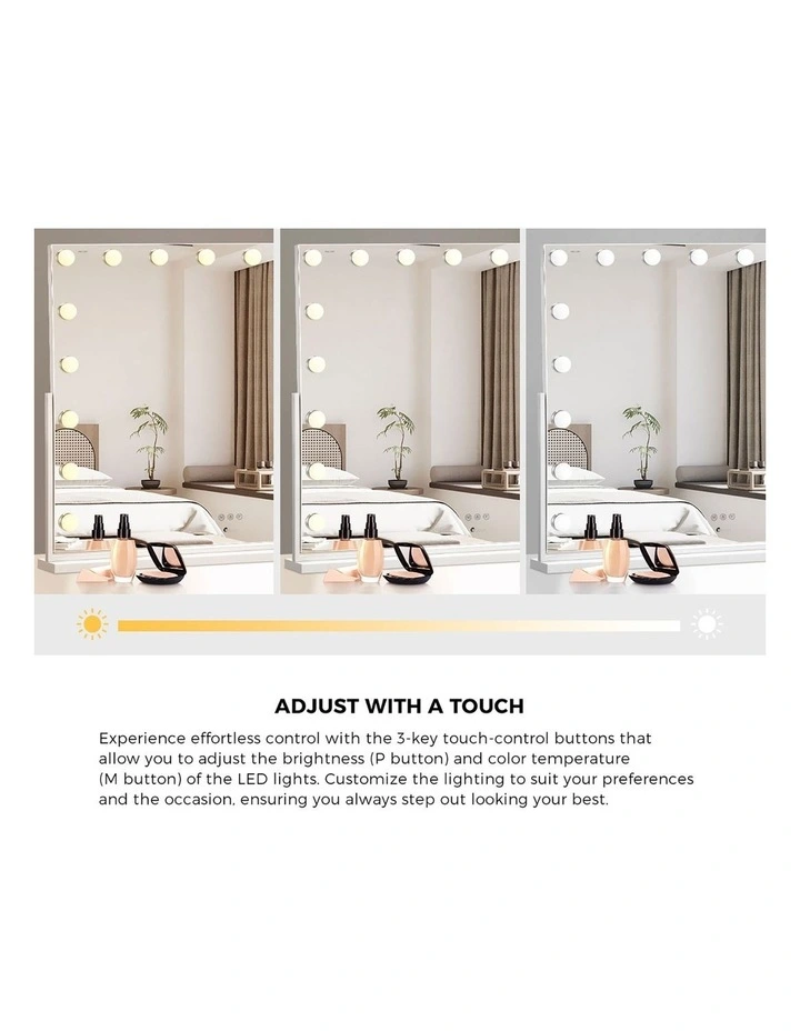 Oikiture LED Hollywood Makeup Mirror Rotatable Mirrors 83x69cm Bluetooth image 5