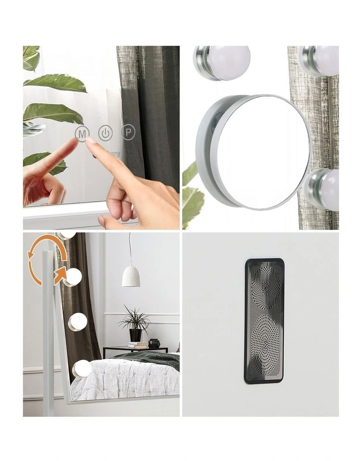 Oikiture LED Hollywood Makeup Mirror Rotatable Mirrors 83x69cm Bluetooth image 6