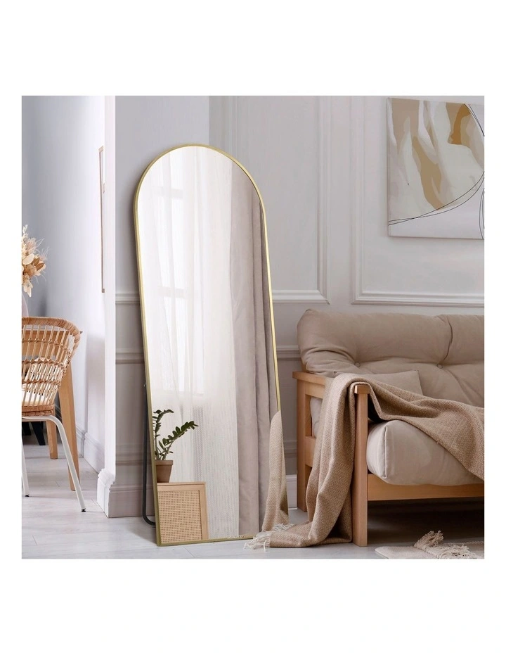 Oikiture 166x60cm Full Length Mirror Dressing Floor Mirrors Free Standing Gold image 4
