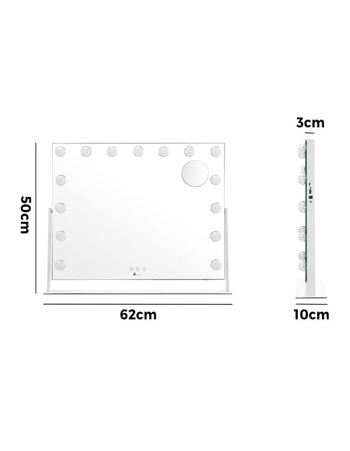 Oikiture LED Makeup Mirror Bluetooth Rotation Hollywood Vanity Mirrors 62x50cm image 3