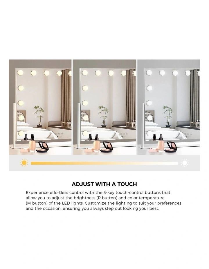 Oikiture LED Makeup Mirror Bluetooth Rotation Hollywood Vanity Mirrors 62x50cm image 5