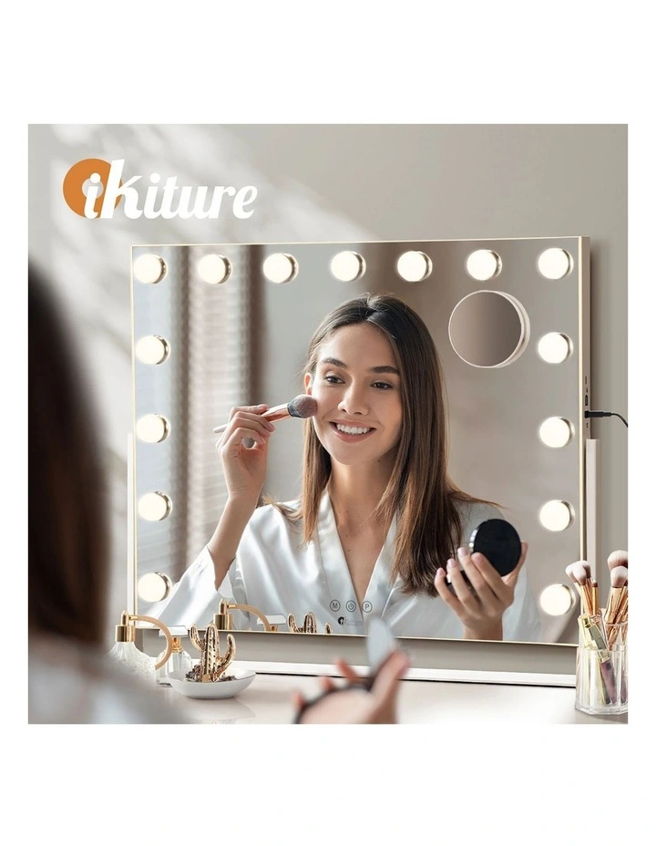Oikiture LED Makeup Mirror Bluetooth Rotation Hollywood Vanity Mirrors 62x50cm image 7