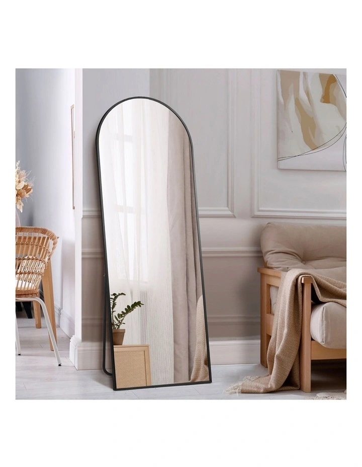 Oikiture Full Length Mirror Arched Dressing Floor Mirrors Free Standing Black image 4