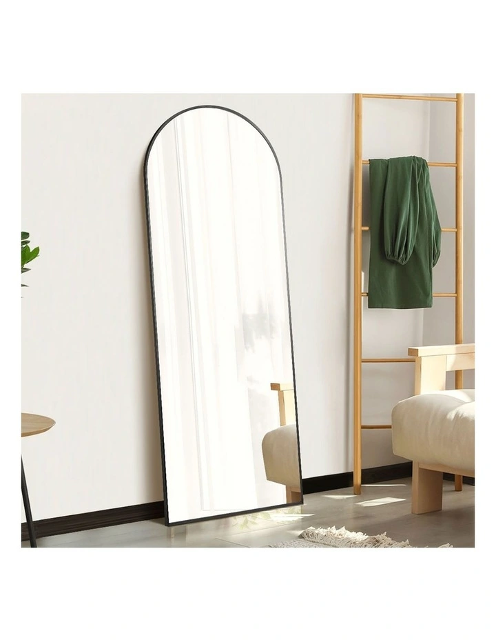 Oikiture Full Length Mirror Arched Dressing Floor Mirrors Free Standing Black image 5